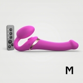 Ярко-розовый безремневой страпон Multi Orgasm Size M с клиторальной стимуляцией - Strap-on-me - купить с доставкой в Уссурийске