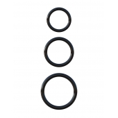 Набор из трех черных эрекционных колец Silicone 3-Ring Stamina Set - Pipedream - в Уссурийске купить с доставкой