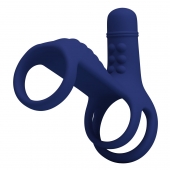 Синяя вибронасадка на пенис Vibrating Penis Sling - Baile - в Уссурийске купить с доставкой
