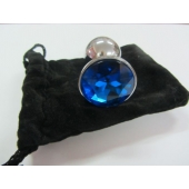 Анальное украшение BUTT PLUG  Small с синим кристаллом - 7 см. - Anal Jewelry Plug - купить с доставкой в Уссурийске