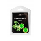 Набор из 2 шариков с массажным маслом Brazilian Balls с ароматом мяты - Secret Play - купить с доставкой в Уссурийске