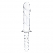 Стеклянный фаллоимитатор с рукоятью 11’’ Girthy Cock Double Ended With Handle - 28 см. - Glas