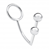 Кольцо на пенис с анальным стимулятором Two Bead Stainless Steel Anal Hook   Cock Ring - BlueLine - в Уссурийске купить с доставкой