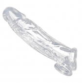 Прозрачная насадка для увеличения члена Realistic Clear Penis Enhancer and Ball Stretcher - 20,3 см. - XR Brands - в Уссурийске купить с доставкой