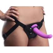 Лиловый поясной страпон Navigator Silicone G-Spot Dildo with Harness - 17,8 см. - XR Brands - купить с доставкой в Уссурийске