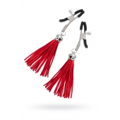 Зажимы на соски «Прищепки» с красными кисточками из замши - Pecado - купить с доставкой в Уссурийске