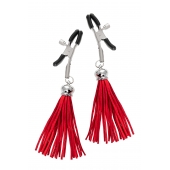 Зажимы на соски «Прищепки» с красными кисточками из замши - Pecado - купить с доставкой в Уссурийске