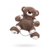 Бондажный набор: бурый мишка с белыми оковами и наручниками - Pecado - купить с доставкой в Уссурийске