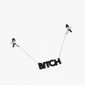 Зажимы на соски с кожаной подвеской Bitch - Crazy Handmade - купить с доставкой в Уссурийске