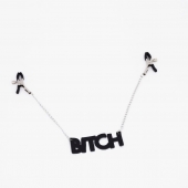 Зажимы на соски с кожаной подвеской Bitch - Crazy Handmade - купить с доставкой в Уссурийске
