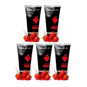 Набор из 5 съедобных лубрикантов JUJU со вкусом клубники - JuJu - купить с доставкой в Уссурийске