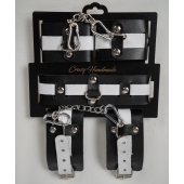 Набор фиксаторов из черной и белой натуральной кожи - Crazy Handmade - купить с доставкой в Уссурийске