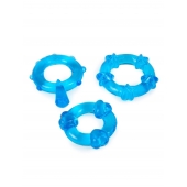 Набор из 3 синих эрекционных колец с различным рельефом - Erowoman-Eroman - в Уссурийске купить с доставкой