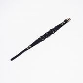 Черный ажурный чокер с золотистой фурнитурой - Crazy Handmade - купить с доставкой в Уссурийске