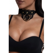 Черный чокер с клепками и золотистой фурнитурой - Crazy Handmade - купить с доставкой в Уссурийске