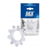 Прозрачное эрекционное кольцо со стимулирующими шариками - Sex Expert - в Уссурийске купить с доставкой