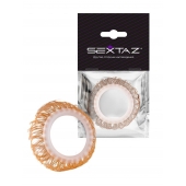 Эрекционное кольцо с бежевыми «ресничками» - Sextaz - в Уссурийске купить с доставкой
