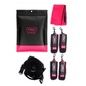 Черно-розовый эротический набор: фиксатор, оковы, наручники, повязка - Erokay - купить с доставкой в Уссурийске