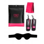 Черно-розовый эротический набор: маска, наручники и повязка - Erokay - купить с доставкой в Уссурийске