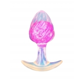 Розоватая анальная пробка со спиралевидным рельефом - 9 см. - AnaLove