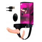 Женский страпон с 2 насадками, вибрацией и пультом ДУ - Erowoman-Eroman - купить с доставкой в Уссурийске