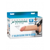 Телесный пустотелый фаллопротез 5’’ Hollow Silicone Strap-On - 14 см. - Pipedream - купить с доставкой в Уссурийске