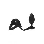 Черное эрекционное кольцо с анальной пробкой Cockstrap With Anal Plug - Dream Toys - в Уссурийске купить с доставкой