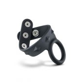 Черное эрекционное кольцо с подхватом мошонки на кнопках VS6 - Blush Novelties - в Уссурийске купить с доставкой