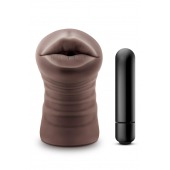 Коричневый мастурбатор-ротик Krystal Vibrating Masturbator - Blush Novelties - в Уссурийске купить с доставкой
