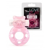 Розовое эрекционное виброкольцо в форме мишки - 1137 - в Уссурийске купить с доставкой