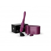 Фиолетовая секс-машина с функцией нагрева, насадками и присоской Sesh - Zalo - купить с доставкой в Уссурийске