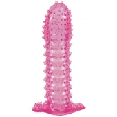 Гелевая розовая насадка с шипами - 12 см. - Toyfa Basic - в Уссурийске купить с доставкой