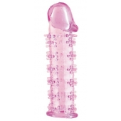 Гелевая розовая насадка на фаллос с шипами - 12 см. - Toyfa Basic - в Уссурийске купить с доставкой