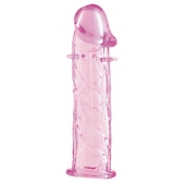 Гладкая розовая насадка с усиками под головкой - 12,5 см. - Toyfa Basic - в Уссурийске купить с доставкой