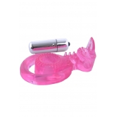 Розовая вибронасадка со стимулятор клитора   Язычок - Toyfa Basic - в Уссурийске купить с доставкой