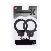 Чёрные наручники из листового металла в комплекте с веревкой BONDX METAL CUFFS LOVE ROPE SET - Dream Toys - купить с доставкой в Уссурийске