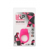 Розовое эрекционное кольцо с щеточкой LIT-UP SILICONE STIMU RING 5 - Dream Toys - в Уссурийске купить с доставкой