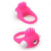 Розовое эрекционное кольцо с щеточкой LIT-UP SILICONE STIMU RING 5 - Dream Toys - в Уссурийске купить с доставкой