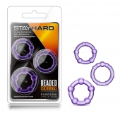 Набор из 3 фиолетовых эрекционных колец Stay Hard Beaded Cockrings - Blush Novelties - в Уссурийске купить с доставкой