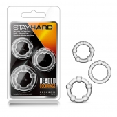 Набор из 3 прозрачных эрекционных колец Stay Hard Beaded Cockrings - Blush Novelties - в Уссурийске купить с доставкой