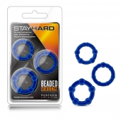 Набор из 3 синих эрекционных колец Stay Hard Beaded Cockrings - Blush Novelties - в Уссурийске купить с доставкой