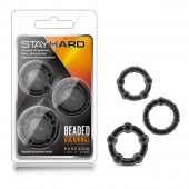 Набор из 3 чёрных эрекционных колец Stay Hard Beaded Cockrings - Blush Novelties - в Уссурийске купить с доставкой