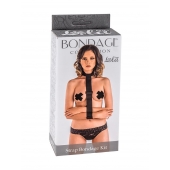 Ошейник с длинной лентой и наручниками Strap Bondage Kit Plus Size - Lola Games - купить с доставкой в Уссурийске