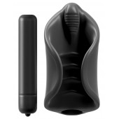Чёрный мастурбатор Vibrating Silicone Stimulator с вибрацией - Pipedream - в Уссурийске купить с доставкой