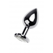 Серебристая анальная пробка с прозрачным кристаллом-сердцем - 8 см. - ToyFa - купить с доставкой в Уссурийске