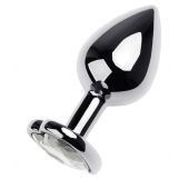 Серебристая анальная пробка с прозрачным кристаллом-сердцем - 8 см. - ToyFa - купить с доставкой в Уссурийске