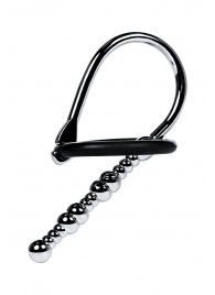 Серебристый уретральный плаг-бусины TOYFA Metal с мягким фиксириющим кольцом - ToyFa - купить с доставкой в Уссурийске