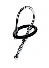 Серебристый уретральный плаг-бусины TOYFA Metal с мягким фиксириющим кольцом - ToyFa - купить с доставкой в Уссурийске