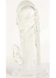 Прозрачная гелевая насадка с клиторальным отростком - 13 см. - Toyfa Basic - в Уссурийске купить с доставкой