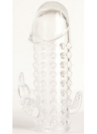 Гелевая прозрачная насадка с 2 отростками - 13 см. - Toyfa Basic - в Уссурийске купить с доставкой